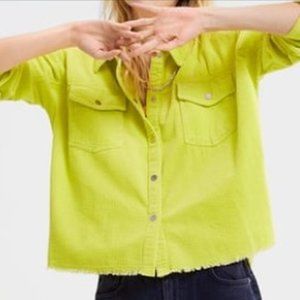 Zara Neon Lime Green Corduroy Jacket